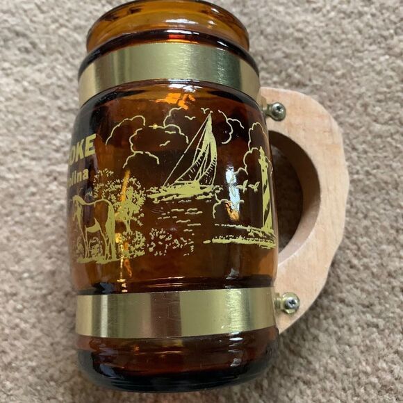 Rehoboth Boardwalk and Beach Vintage Glass Mug With Wood Handle - Picture 3 of 6
